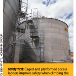 Safety first: caged and platformed access ladders improve safety when climbing the silo to inspect stored grain