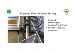 Stored Grain powered thermosiphon testing